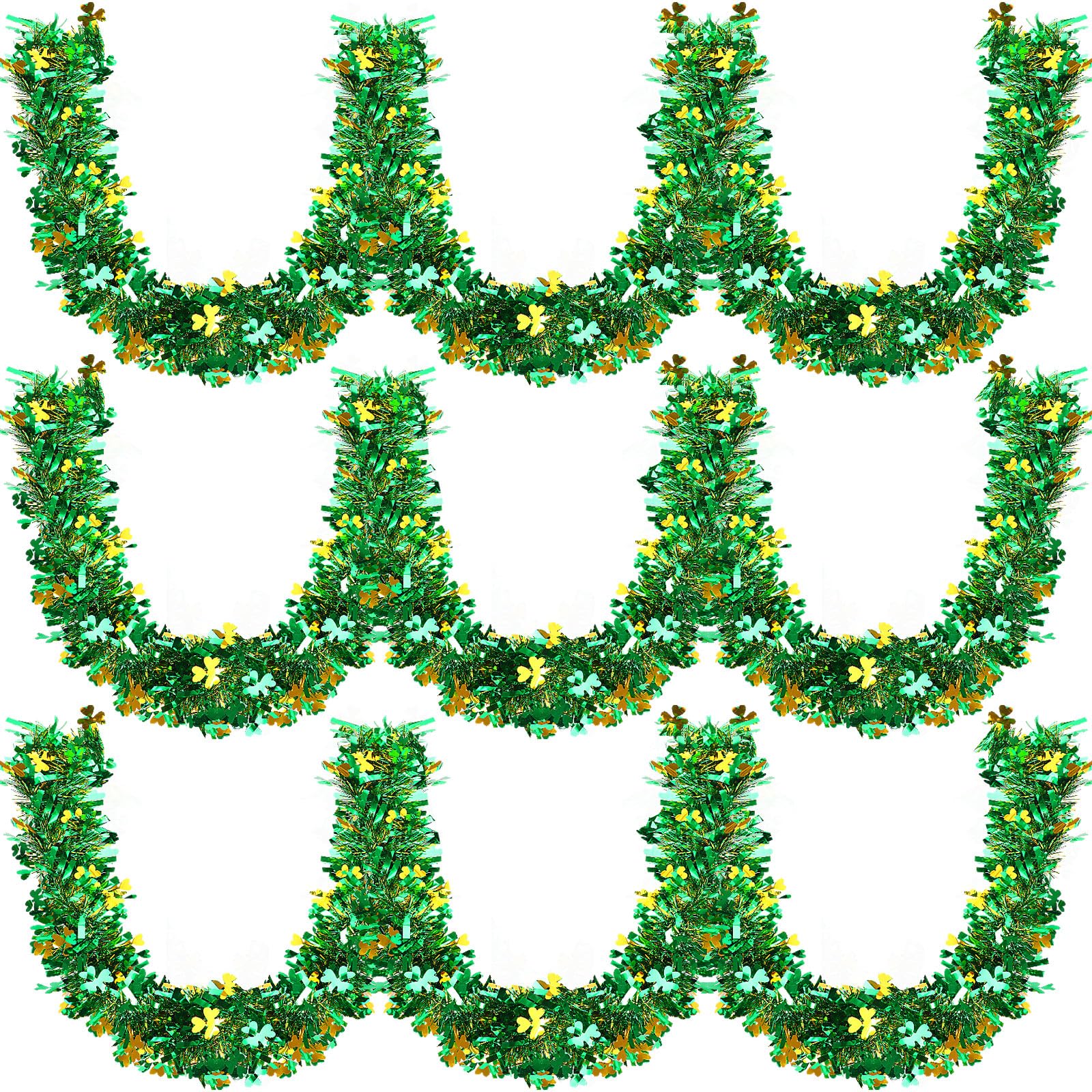 MARFOREVER 3 Pcs 19.7Ft St.Patrick's Day Decoration Shamrock Twist Garland