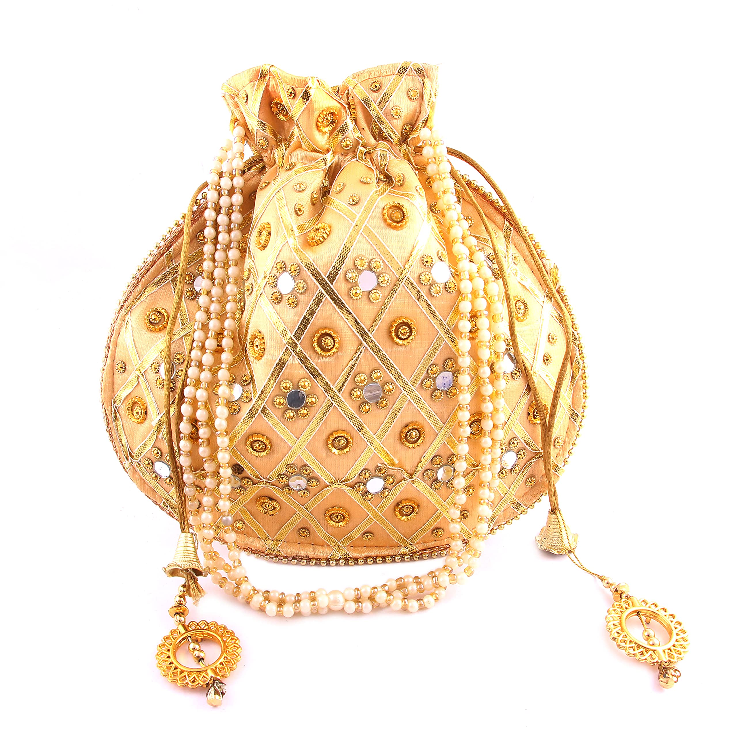 Indian Handicraft Silk Women's/Girls Ethnic Rajasthani Mirror Work Potli Bag-01-picture-15