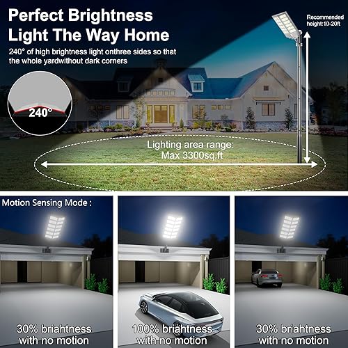 Miniatura 6 de Farolas solares para exteriores, impermeables, del anochecer al amanecer, gran proyector de 9000 W, sensor de movimiento LED, gran angular de 7000