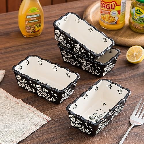 Miniatura 5 de Wisenvoy Mini molde para pan de cerámica para hornear pan, mini sartenes para pan de 4 piezas
