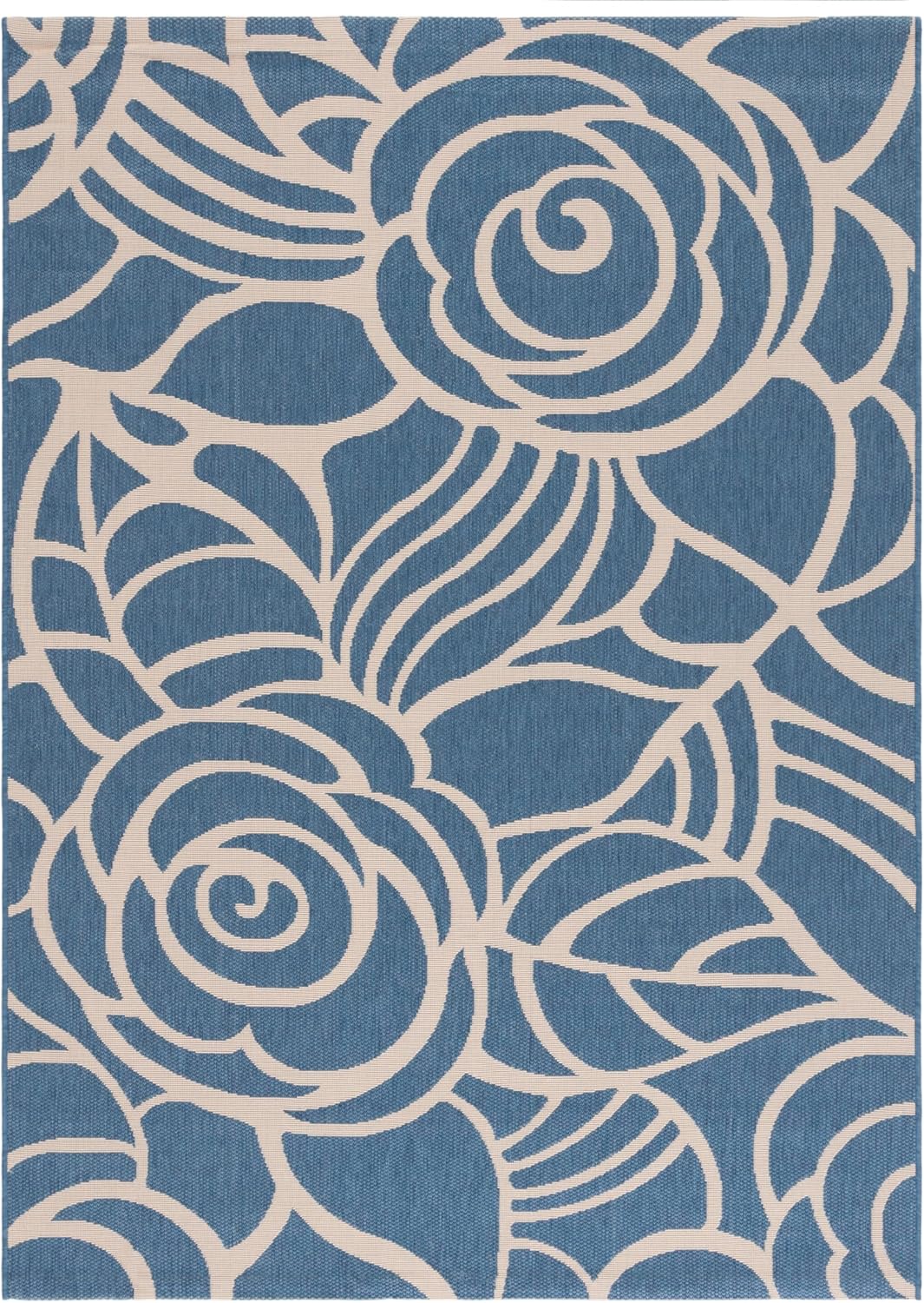 SAFAVIEH Courtyard Collection Accent Rug - 4' x 5'7", Blue & Beige, Non-Shedding & Easy Care, Indoor/Outdoor & Washable-Ideal for Patio, Backyard, Mudroom (CY5141C)