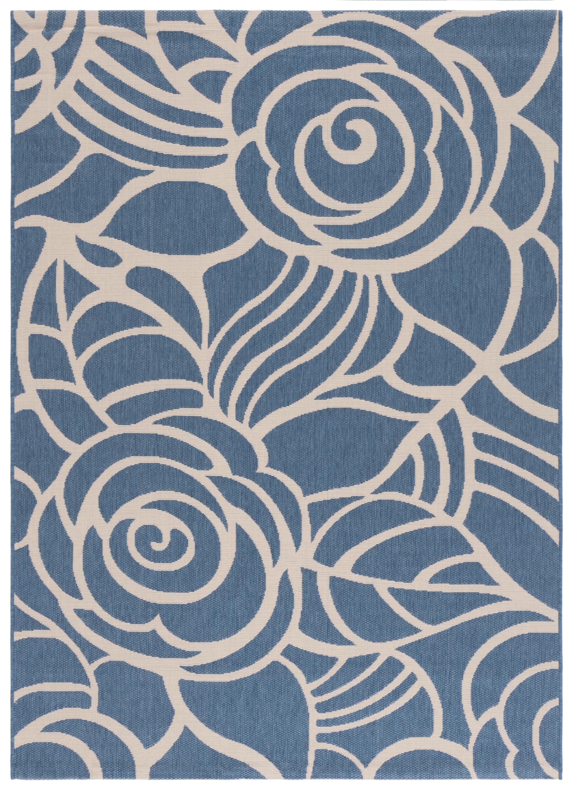 SAFAVIEH Courtyard Collection Accent Rug - 4' x 5'7", Blue & Beige, Non-Shedding & Easy Care, Indoor/Outdoor & Washable-Ideal for Patio, Backyard,