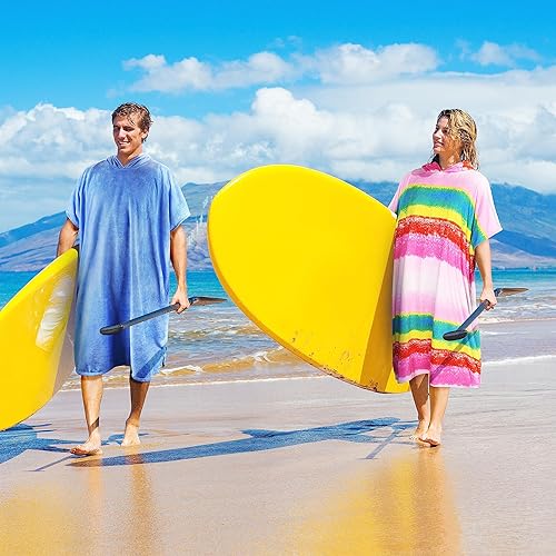Miniatura 8 de Poncho de surf cambiador, bata de toalla para adultos, hombres y mujeres, poncho con capucha para cambio de traje de neopreno para surf, natación,
