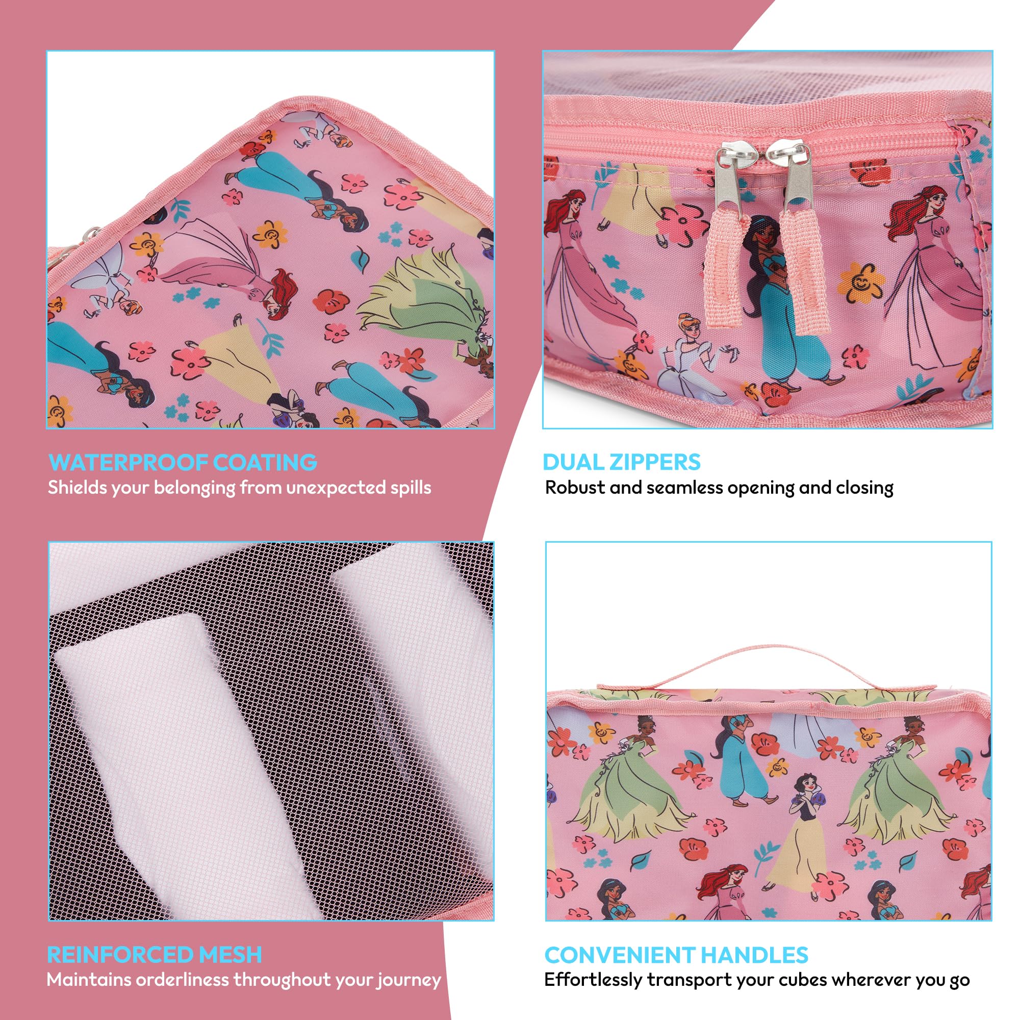 Disney Minnie Mickey Stitch - Cubos de embalaje de 5 piezas de compresión de Winnie the Pooh, Princesa Cenicienta, coches, Toy Story, esencial para viajes, juego organizador de maleta, color rosa