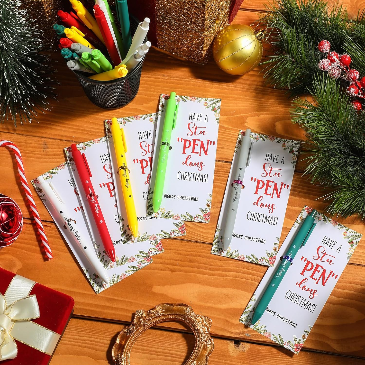 30 Set Christmas Pens Bulk Merry Christmas Ballpoint Pens with Greeting Cards Holiday Party Favors Office Appreciation Gifts for Employee Coworkers Friends Family - Image 4