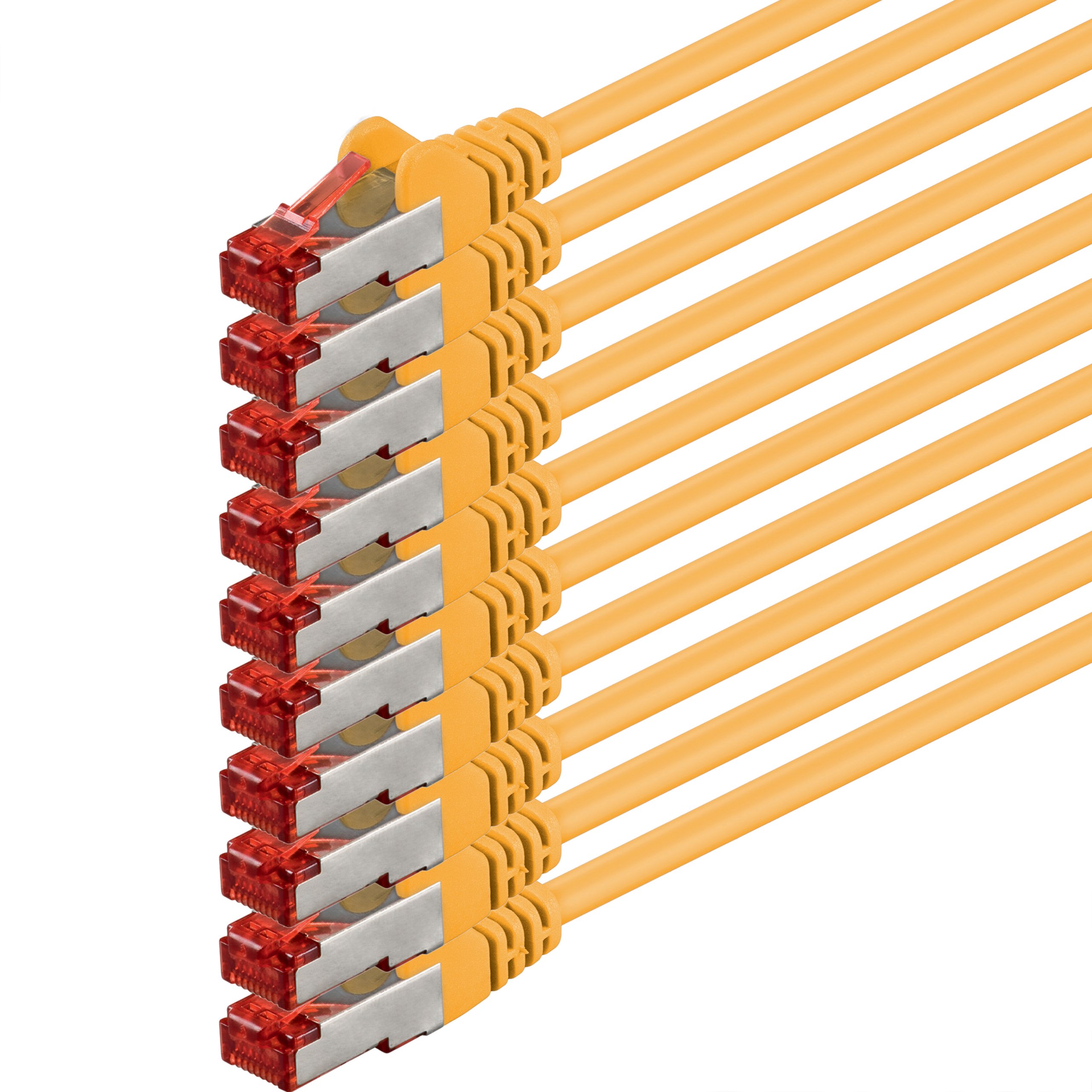 1aTTack.de 10x 10m Cat6 Cat.6 Ethernet-Kabel Cat 6 Netzwerk-Kabel Patch-Kabel RJ45 SFTP - Gelb