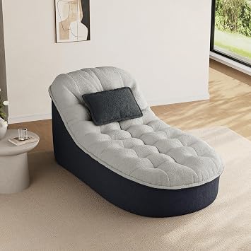 Oversized Chaise Lounge, Deep Seat Reading Chair Blue