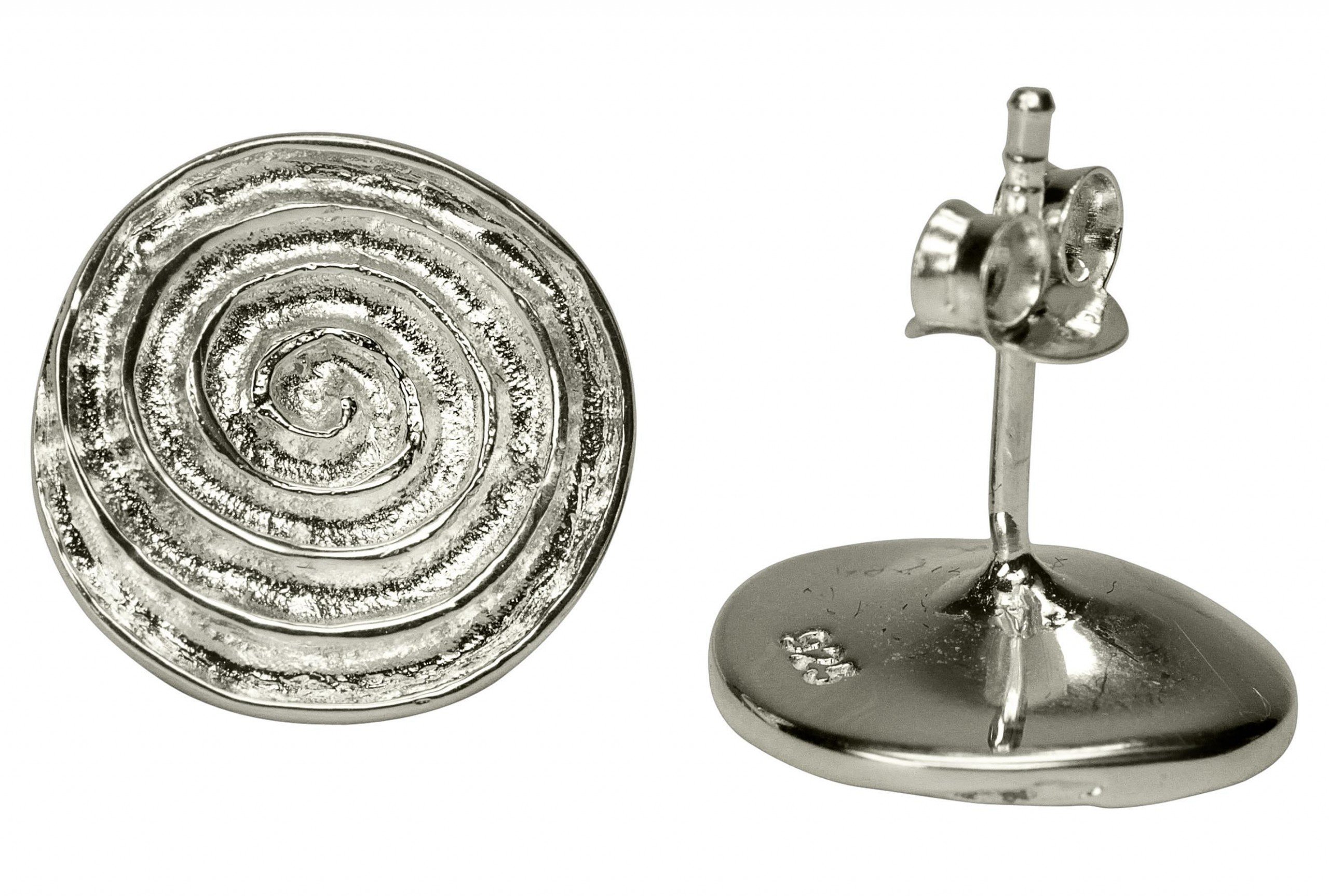 SILBERMOOS Damen Ohrstecker Spirale gewölbt matt glänzend Sterling Silber 925 Ohrringe
