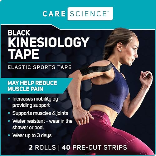 Miniatura 9 de Care Science Cinta de kinesiología impermeable, tiras resistentes al agua precortadas, cinta atlética elástica para deportes y levantamiento de