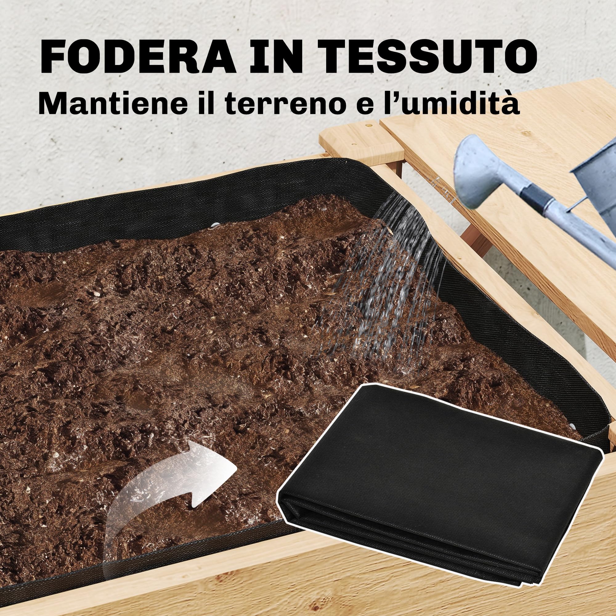 Outsunny Letto per Orto Rialzato a 2 Livelli con Ripiani Laterale e Inferiore, Fioriera Rialzata da Esterno in Abete con Fodera e Fori di Drenaggio, per Fiori Verdure, 119.5x102x76.5cm, Marrone Chiaro
