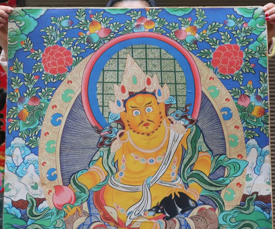 チベット　タンカペイント 一点物〕装丁付肉筆仏画（タンカ） - 金剛手菩薩 の通販[送料無料