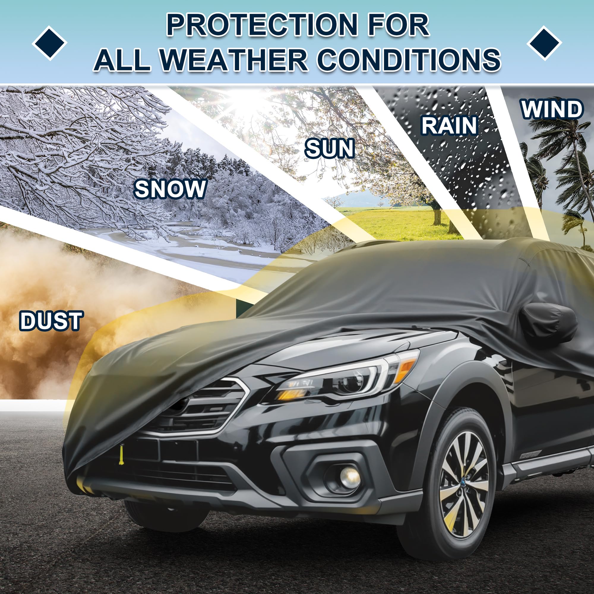ATOCOVER Car Cover Waterproof Custom Fit for Subaru Outback All Weather for Automobiles Outdoor Snow Sun Dust UV — view 6