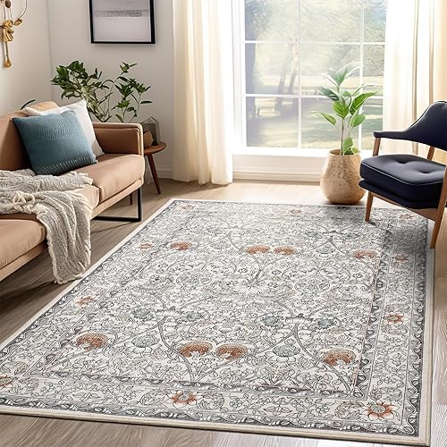 Miniatura 1 de Alfombras lavables de 5 x 7 pies para sala de estar, resistente a las manchas, para dormitorio, cocina, con parte trasera antideslizante, alfombra
