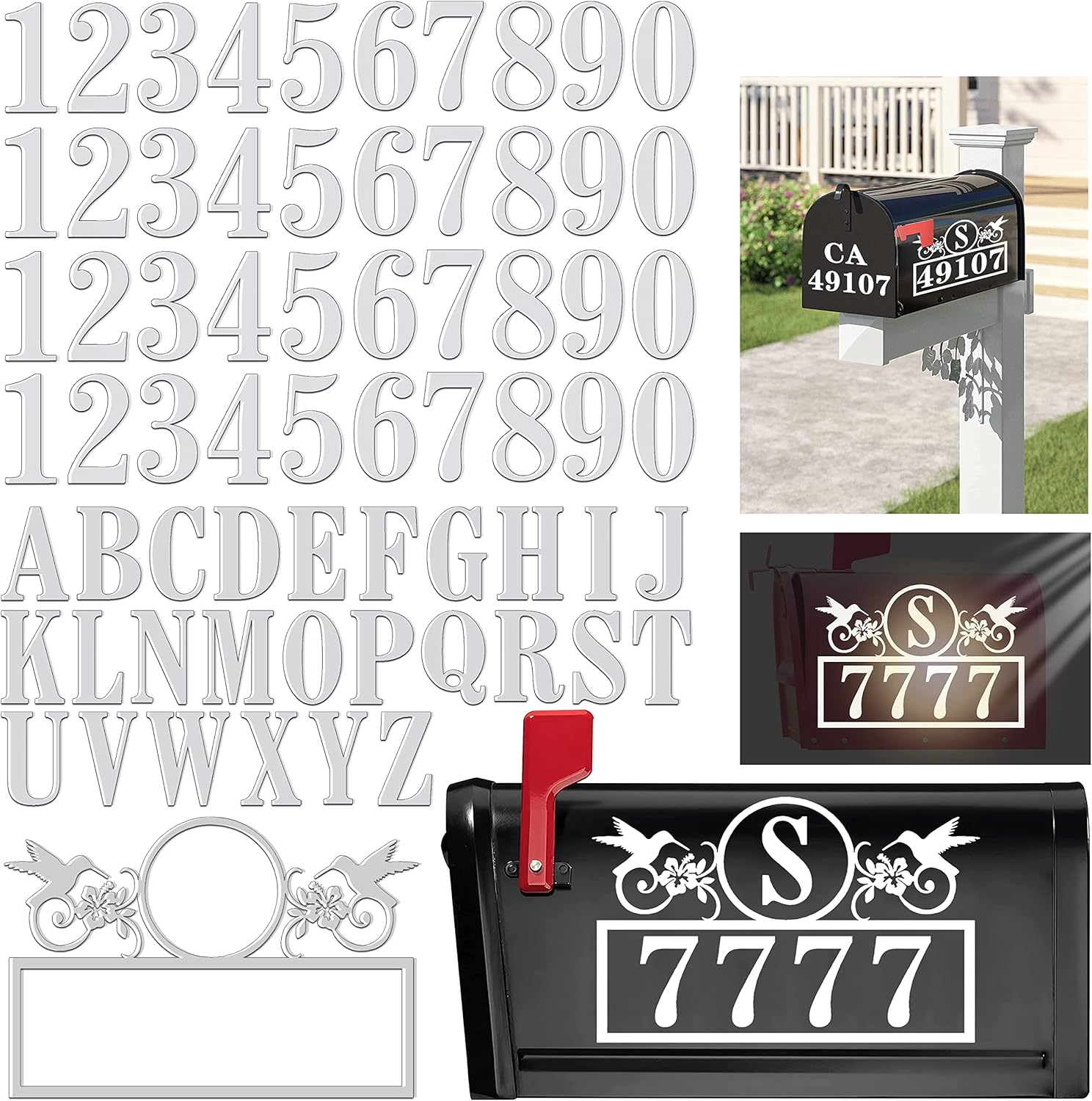 Mailbox Numbers Reflective Stickers, Dadop 66 Pieces with