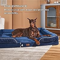 Vista 260 de Bedsure - Cama ortopédica extragrande para perros, sofá cama lavable para perros extragrandes, espuma de soporte con funda extraíble y lavable, negro