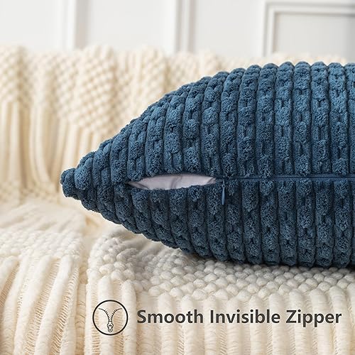 Miniatura 2 de UGASA - Juego de 4 fundas de almohada de pana suave, fundas de almohada decorativas de rayas bohemias de 20 x 20 pulgadas, decoración del hogar,