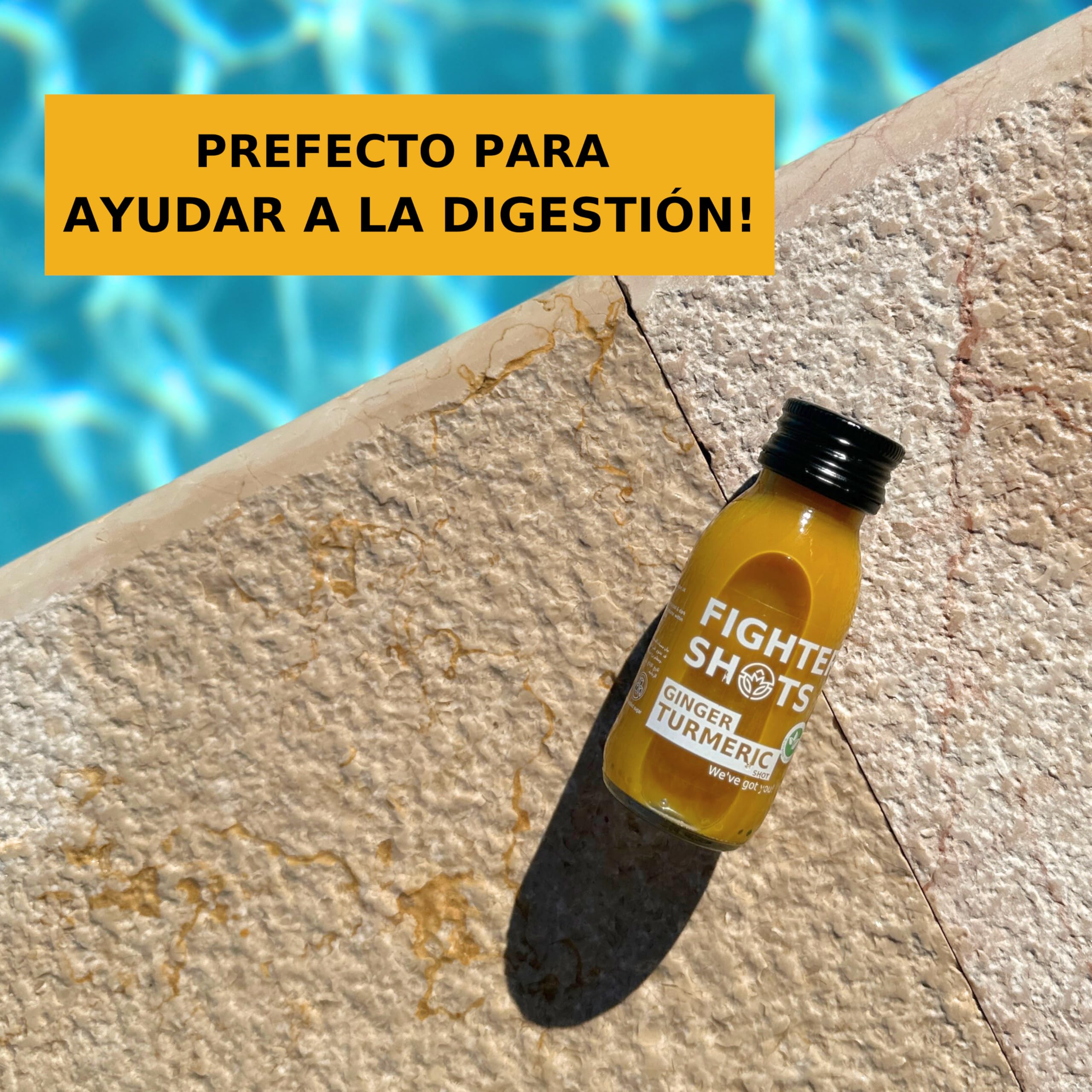 Fighter Shots de Jengibre Cúrcuma (12x60ml) | Reduce la Hinchazón | Fortalece el Sistema Inmunológico | 100% Natural | Sin Conservantes | Shots De Cúrcuma Fresco e Intenso