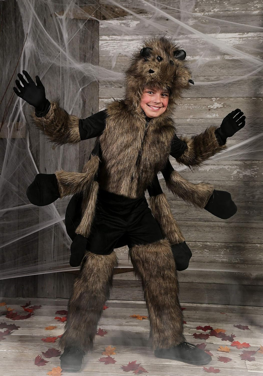 Fun Costumes Kids Brown Furry Spider Costume Boys, Scary Eight Legs Arachnid Giant Tarantula Childrens Halloween - Image 2