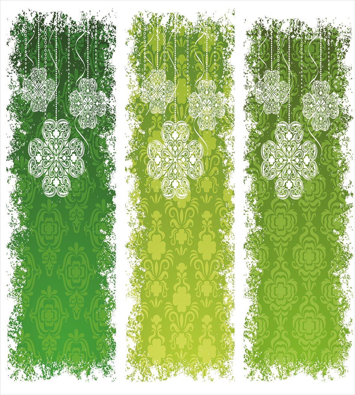 Ambesonne Irish Duvet Cover Set, Aged Vintage Antique on Green Toned Color Bands Celtic Historic Lace Image, Decorative 3 Piece Bedding Set with 2 Pillow Shams, Queen Size, Green White