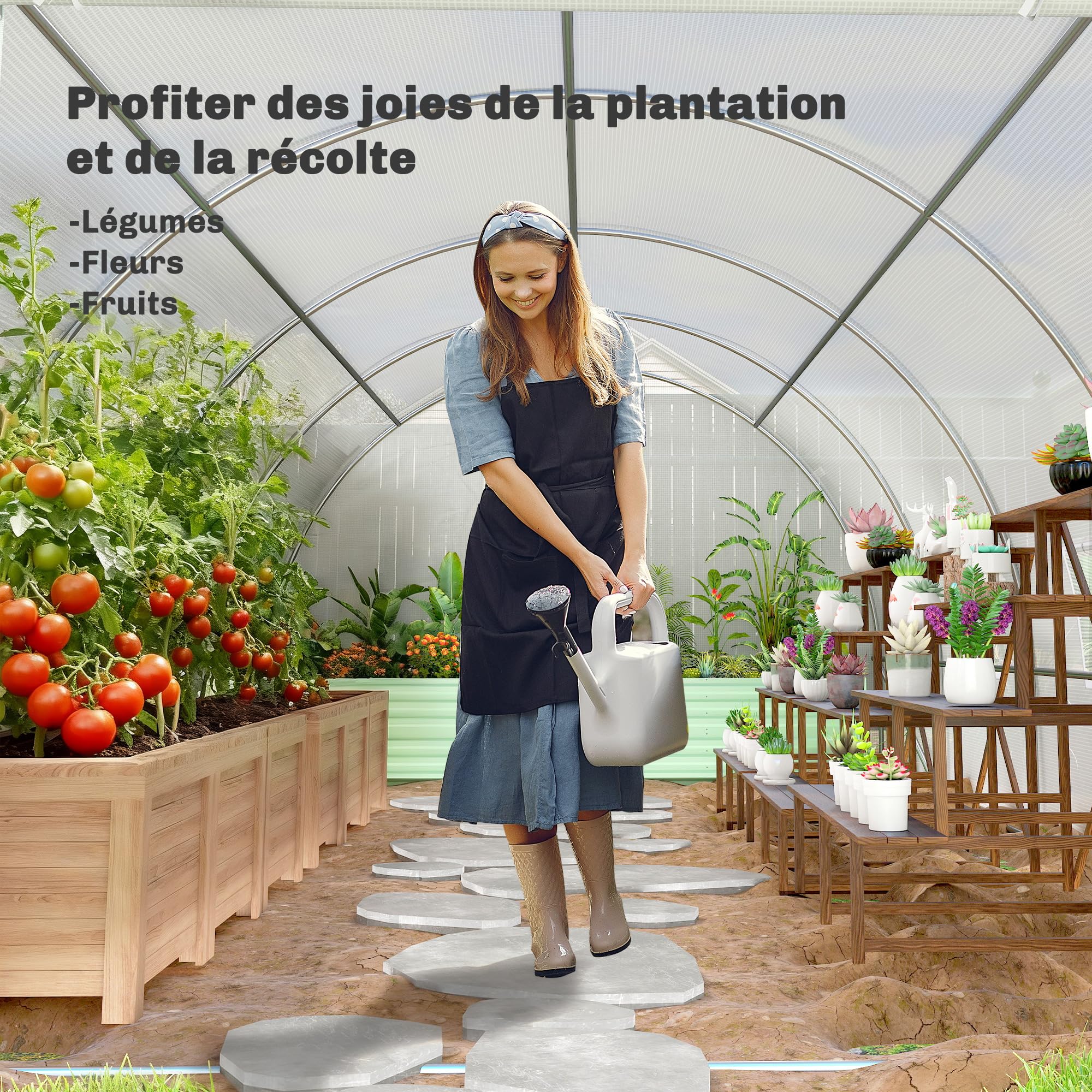 Outsunny Serre de Jardin Tunnel 18m² 6L x 3l x 2H m Blanc