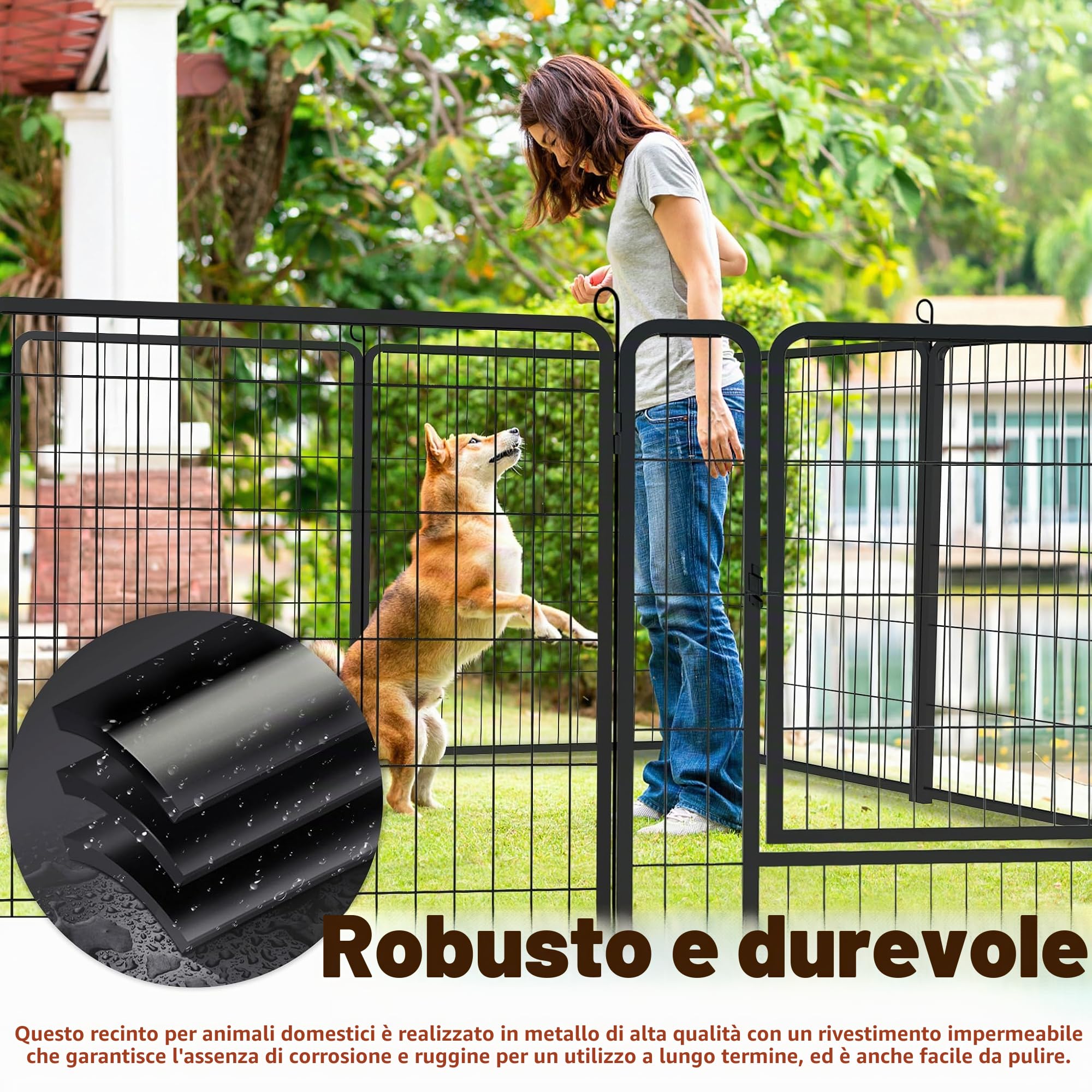 Froadp 16-TLG - Recinzione per cuccioli con porta, 65 x 80 cm, per cani