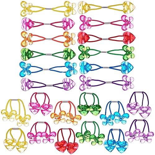 Miniatura 2 de Expressions 24 colas de caballo con forma de corazón y mariposa, varios lazos para el pelo y soportes para niños pequeños y niños