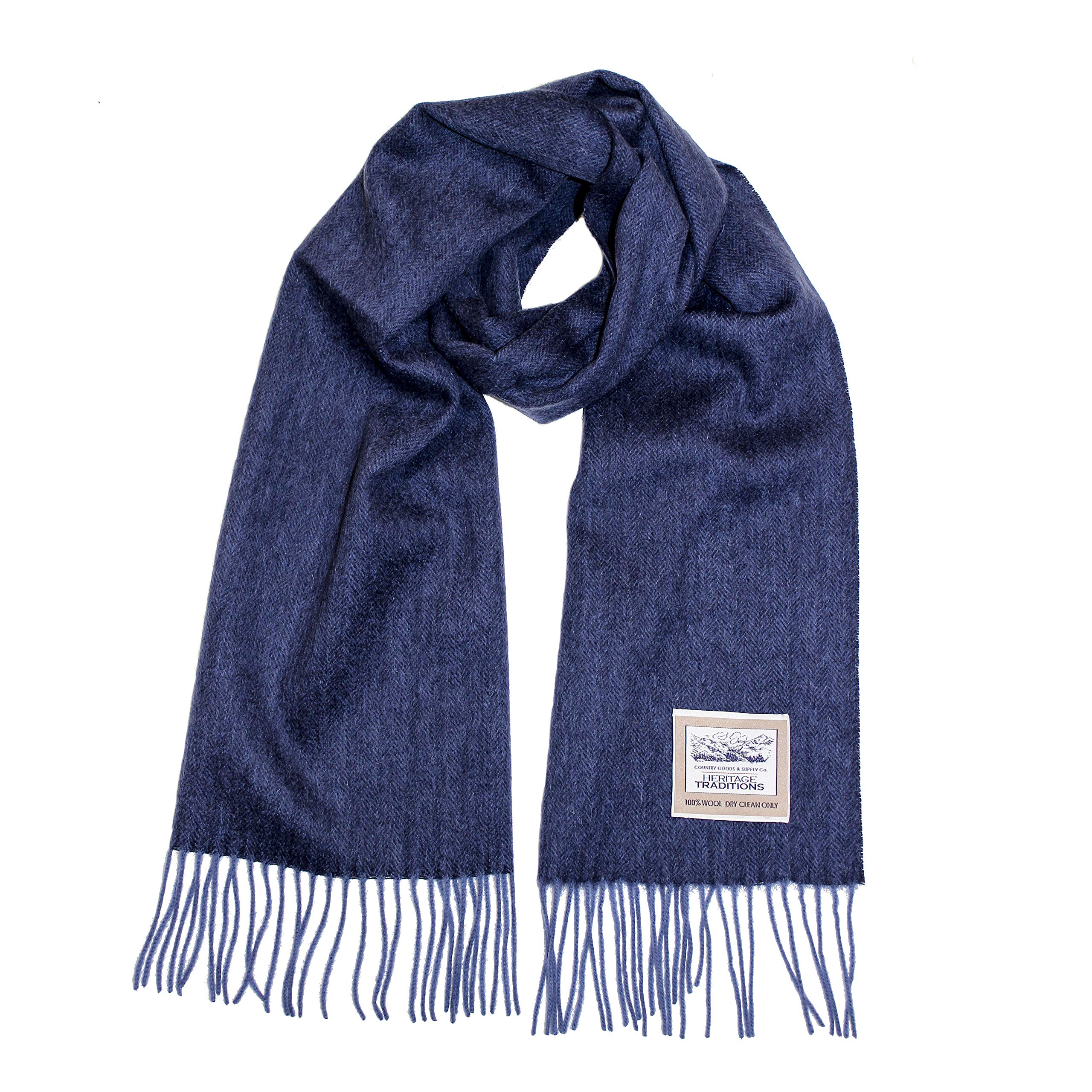 Heritage Traditions 100% Pure Wool Tartan Scarf, Check Scarf for Men & Women, Scottish Scarf Men Style, Women's Wool Scarf with Soft Brushed Finish & Fringe (Blue)