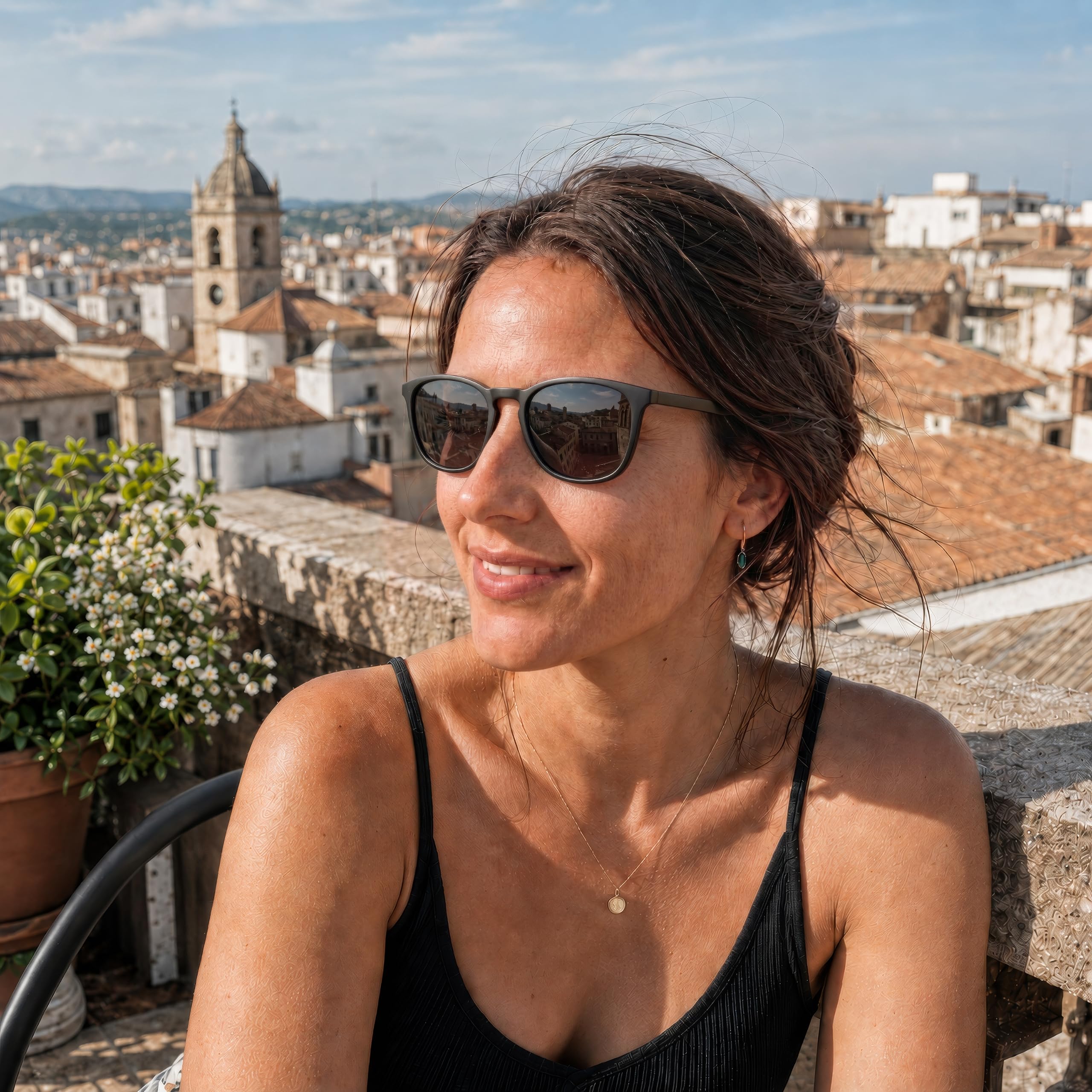 80Days Occhiali da Sole Squadrati per Uomo e Donna – UV400, Linea Sottile, Eleganza Senza Tempo
