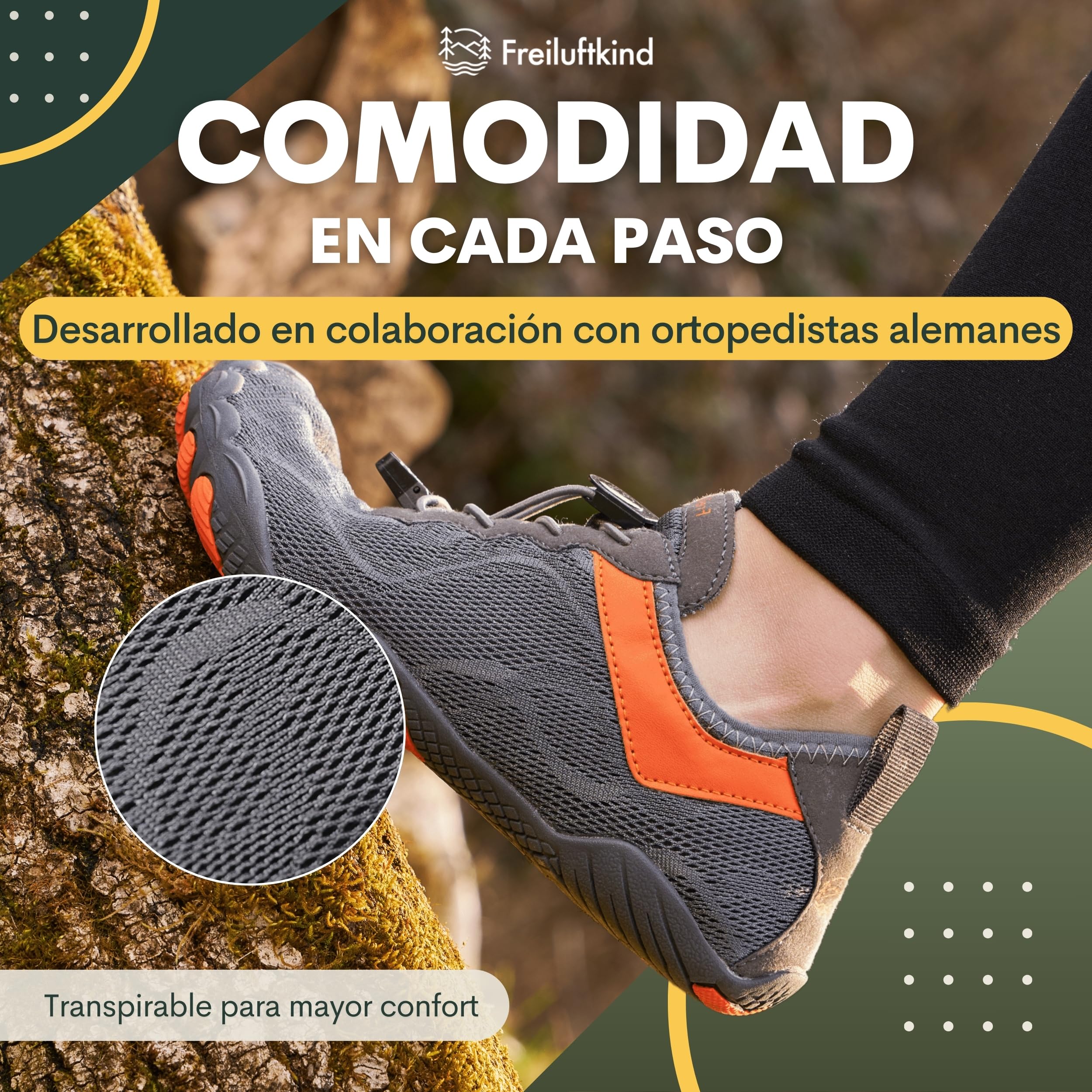 Freiluftkind El Original – Zapatillas Barefoot Antideslizantes Kokoda – La Zapatilla Barefoot Aventura – Zapatillas de Running Barefoot