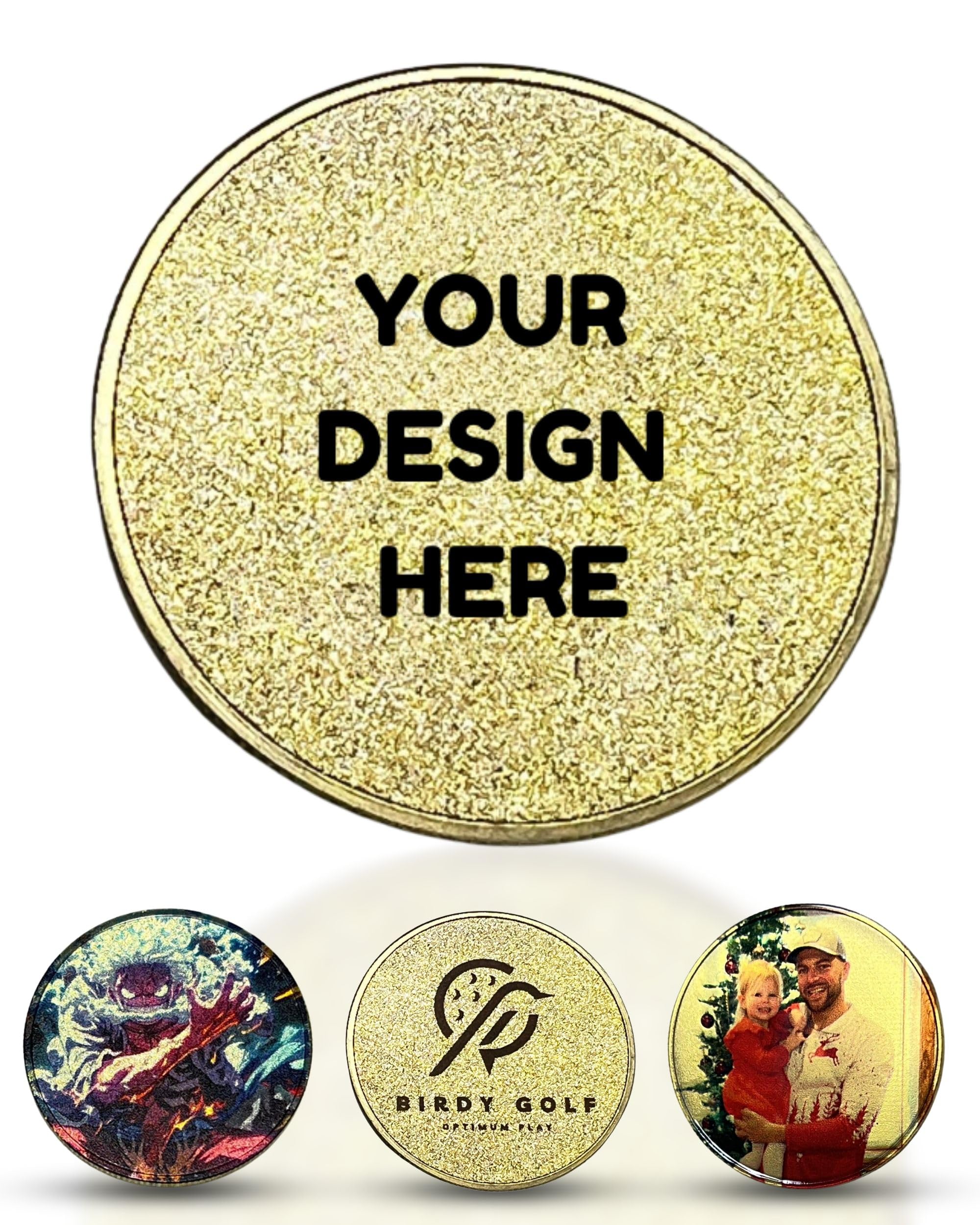 Birdy Golf: Custom Coin & Golf Ball Marker - Custom Challenge Coin with Colored Picture & Logo Engraving - Personalized Tokens with Acrylic Case - Customizable Photo Token & Markers for Men and Women