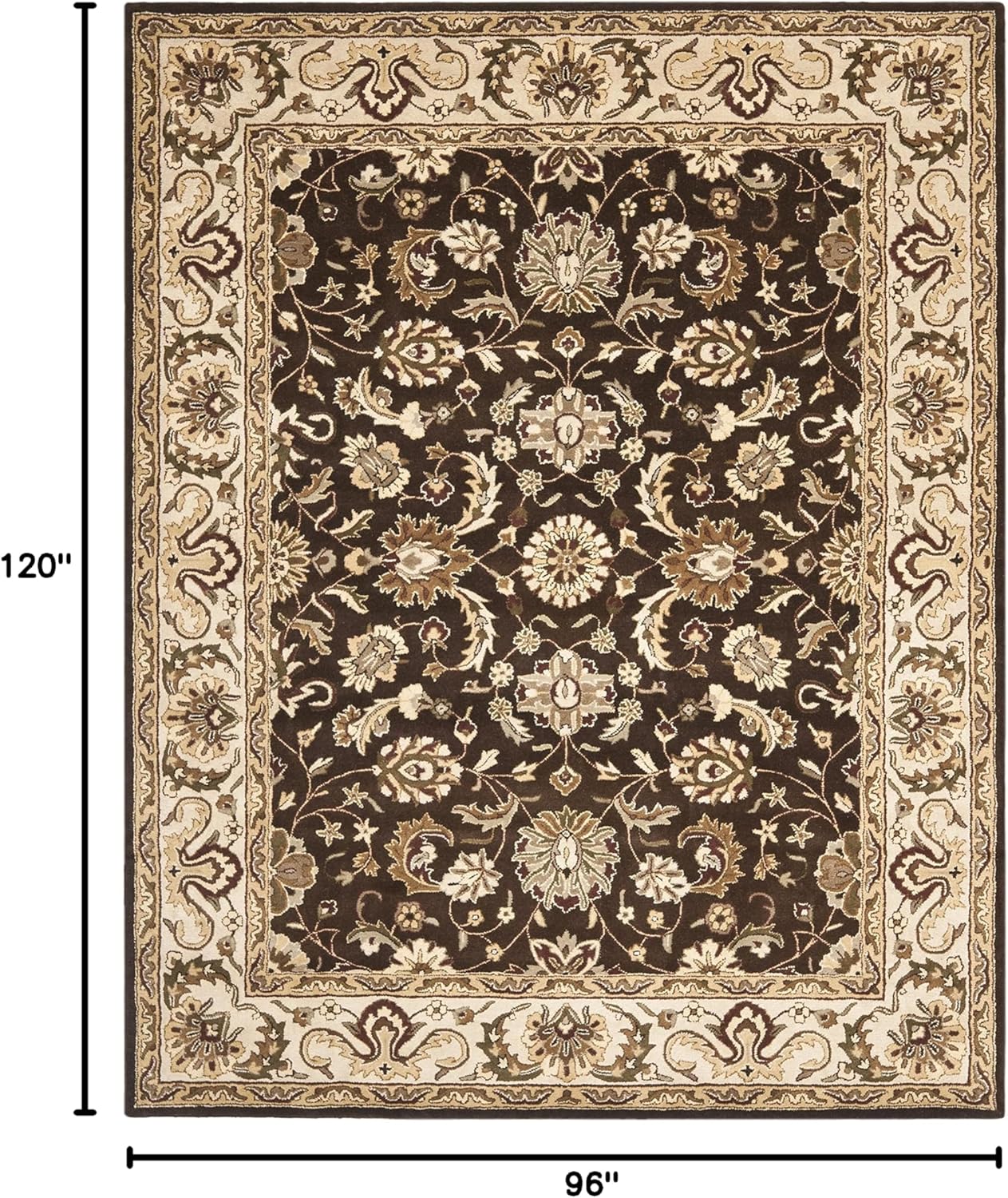 safavieh area rug 8x10 - royalty collection - large - chocolate & beige, handmade wool, traditional oriental design, ideal for living room, bedroom, office, dining space (roy239a) 8' x 10' (rectangular) chocolate/beige