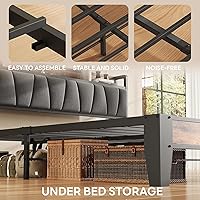Vista 6 de LIKIMIO Queen Bed Frame, Storage Headboard with Charging Station, Solid and Stable, Noise Free, No Box Spring Needed, Easy Assembly