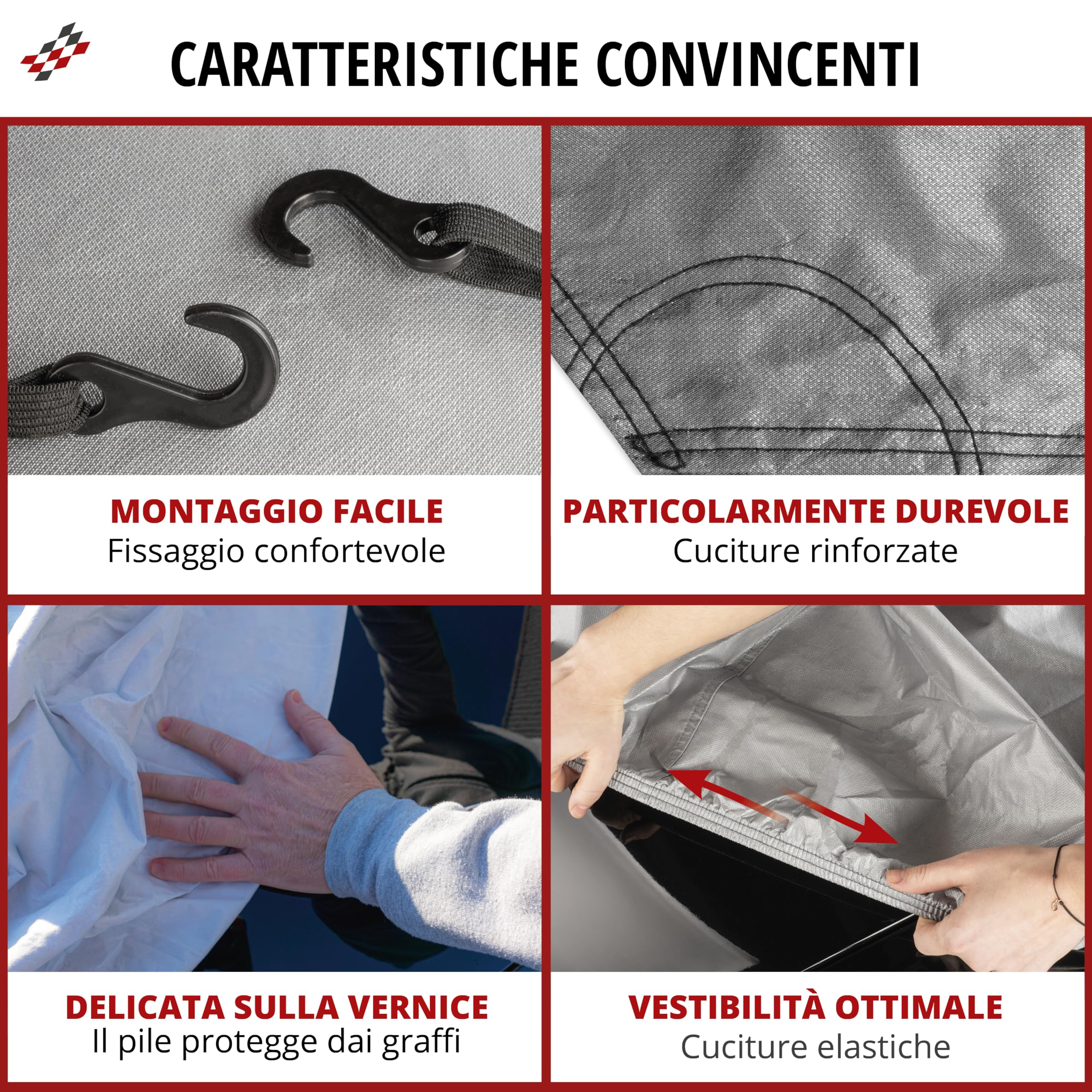 WALSER Telone per auto All Weather, 100% telone per auto resistente alle intemperie, Copertura veicolo mezzo garage Misura 2 Veicolo grigio