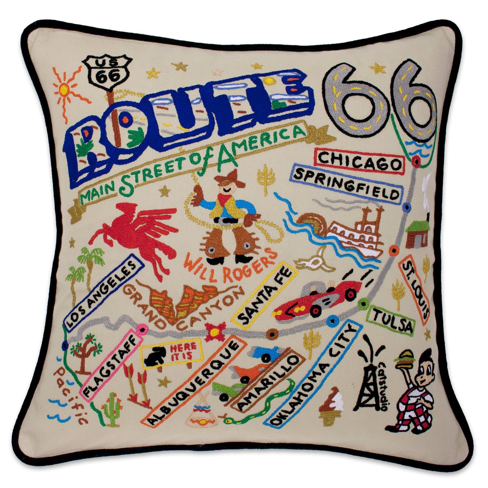 Amazon.co.jp: Catstudio Route 66 刺繍入り装飾用クッション