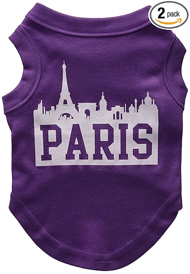 Mirage Pet Products 10-Inch Paris Skyline Screen Print Shirt for Pets, Small, Purple