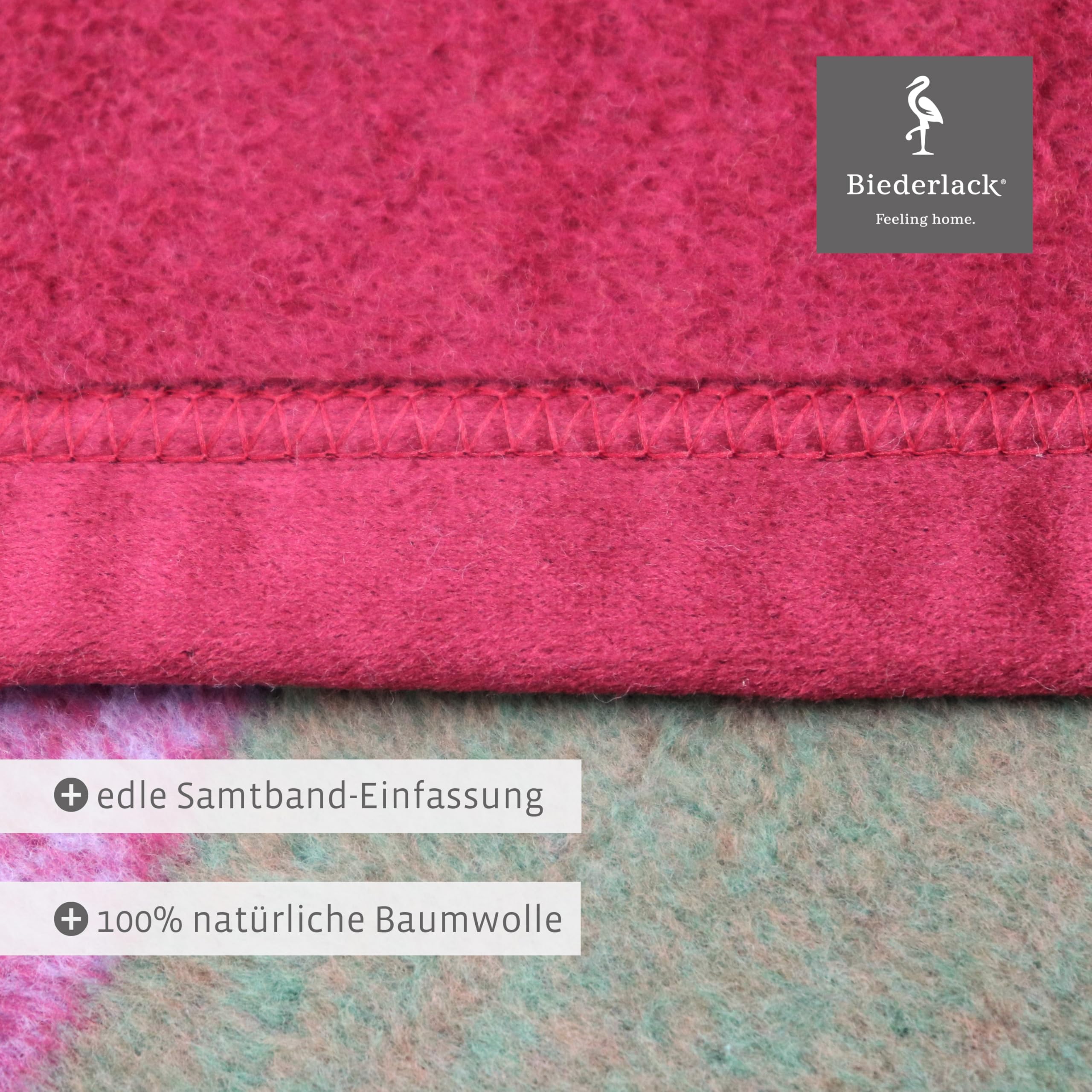 biederlack® Flauschige Kuscheldecke Pure Cotton Karo I Made in Germany I Öko-Tex Made in Green I bunt Karierte Wohndecke aus 100% Baumwolle I Couch-Decke 150x200 cm I nachhaltig produziert