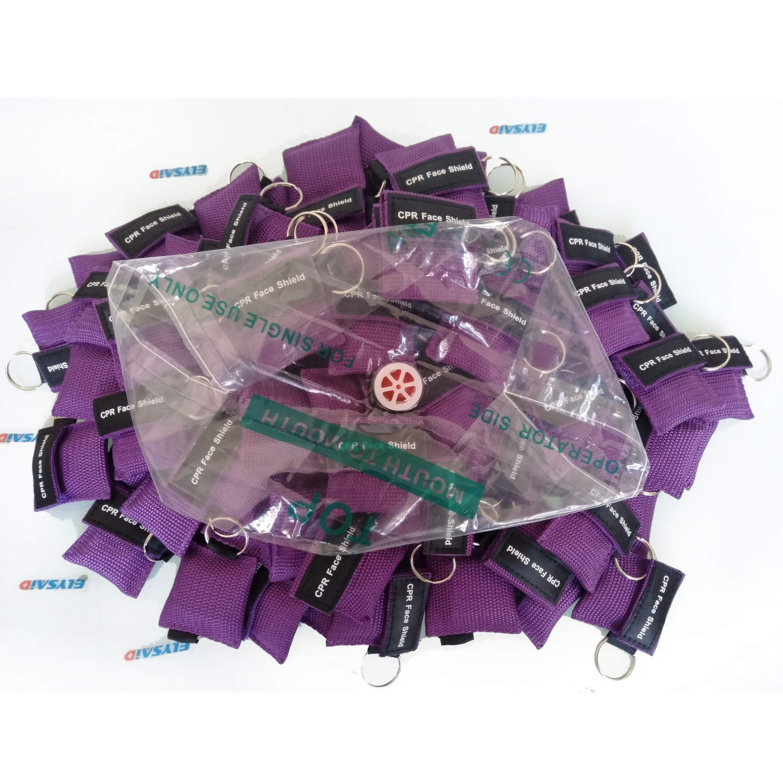 Juego de 100 llaveros para máscara de RCP, kit de emergencia de rescate para primeros auxilios o entrenamiento de AED