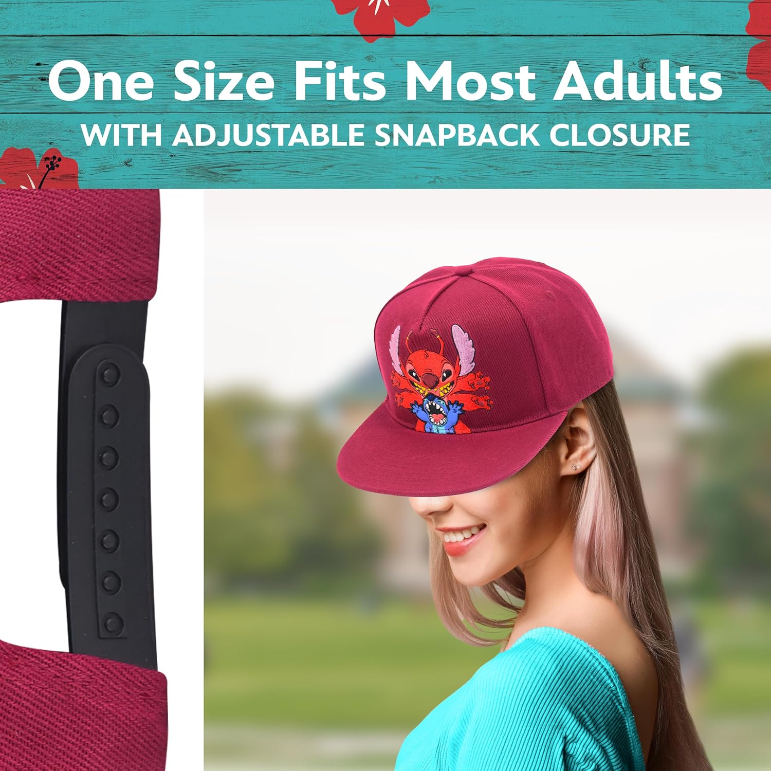 Disney Stitch Baseball Cap, Adjustable Flat Brim Snapback Hat with Flat Brim, One Size - Image 4