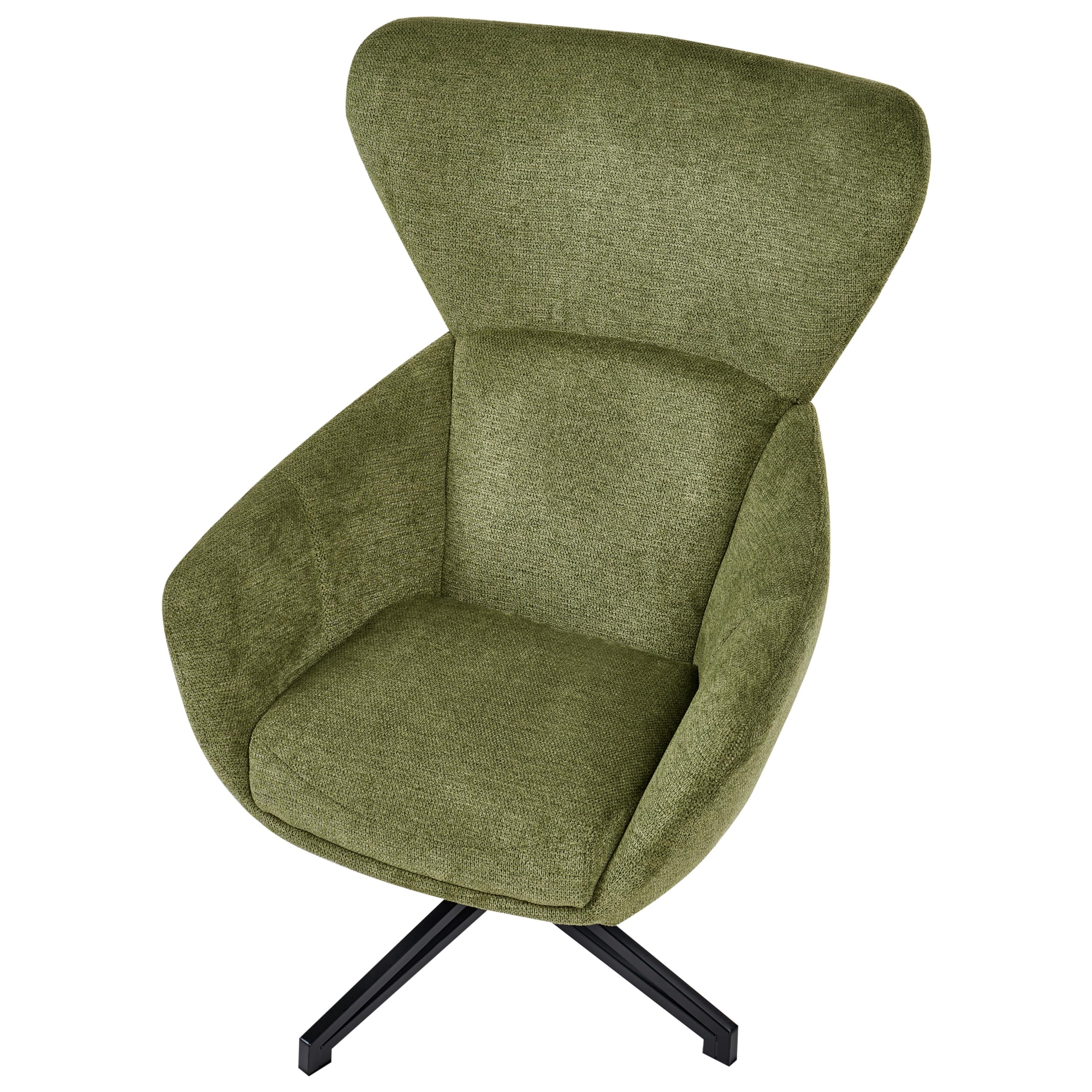 Beliani Sillón Moderno de Mediados de Siglo sillón orejero con Respaldo Alto Giratorio Verde Dalen
