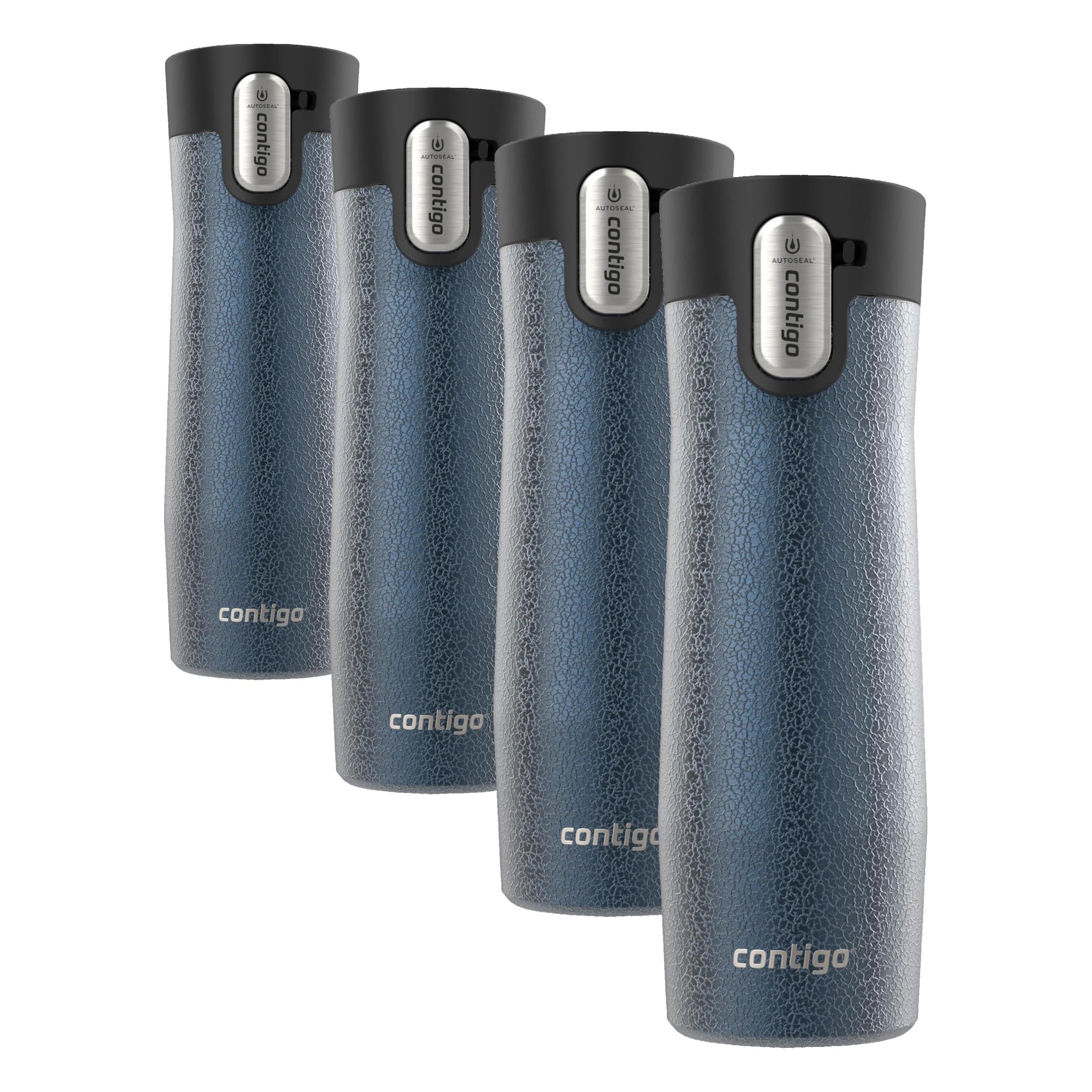 Contigo AUTOSEAL West Loop Vacuum-Insulated Stainless Steel Travel Mug with Easy-Clean Lid 20 oz Crystal Blueberry; Crystal Sake (Pack of 8)