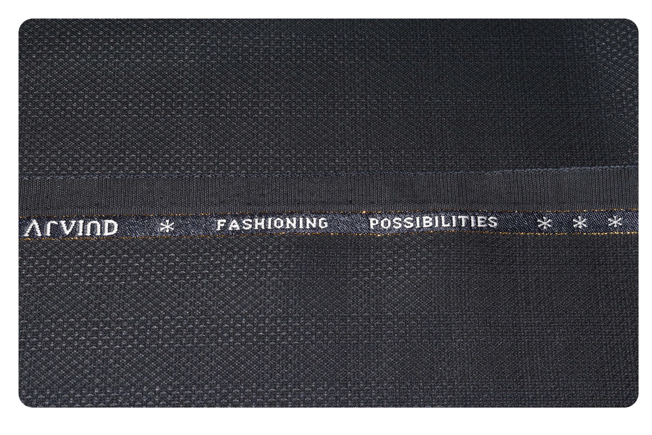 arvind Men's Super 100's Merino Wool Checkered Unstitched Trouser Fabric (QA64Z1, Black) (1.30 Meter)-picture-10