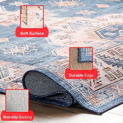 Miniatura 4 de nuLOOM Norma - Alfombra tradicional lavable a máquina, 4 x 6 pies, color azul