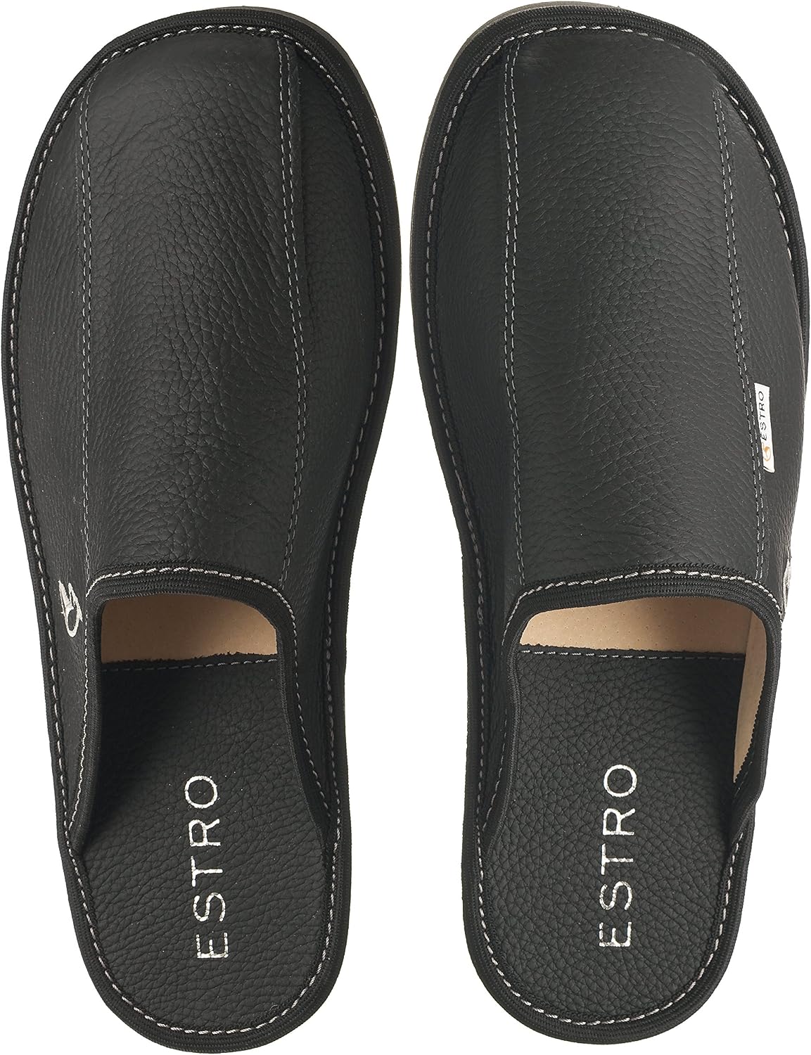 ESTRO Mens Slippers Men House Shoes Leather Home Mule Men's Slipper Memory Sole RUST image 3