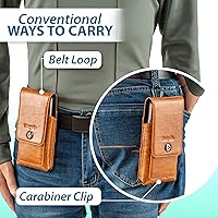 Vista 6 de Hengwin Funda de cuero para teléfono celular con clip para cinturón para cinturón, tarjetero para la cintura, compatible con iPhone 15 Pro Max