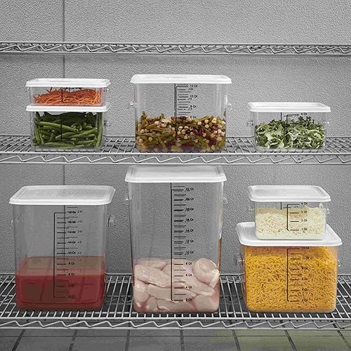 Miniatura 5 de Rubbermaid Commercial Products Contenedor de almacenamiento de alimentos cuadrado de plástico para ahorrar espacio para la cocina / Sous Vide / Food