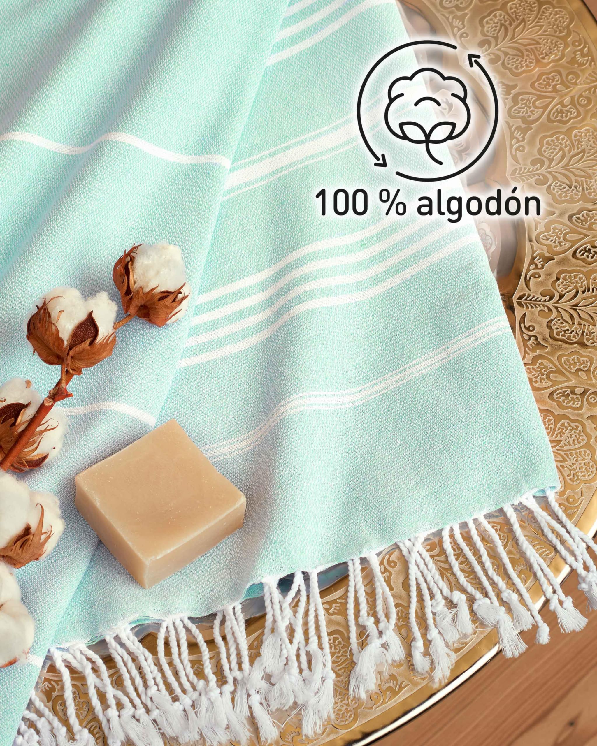 Fit-Flip Toallas Playa Hammam – Pareos Grandes de algodón 100% – Toalla Pareo compacta, Gigante y Secado rápido – Fouta XL Absorbente – Ideal para Piscina - Agua - 100x200cm Sultan — view 5