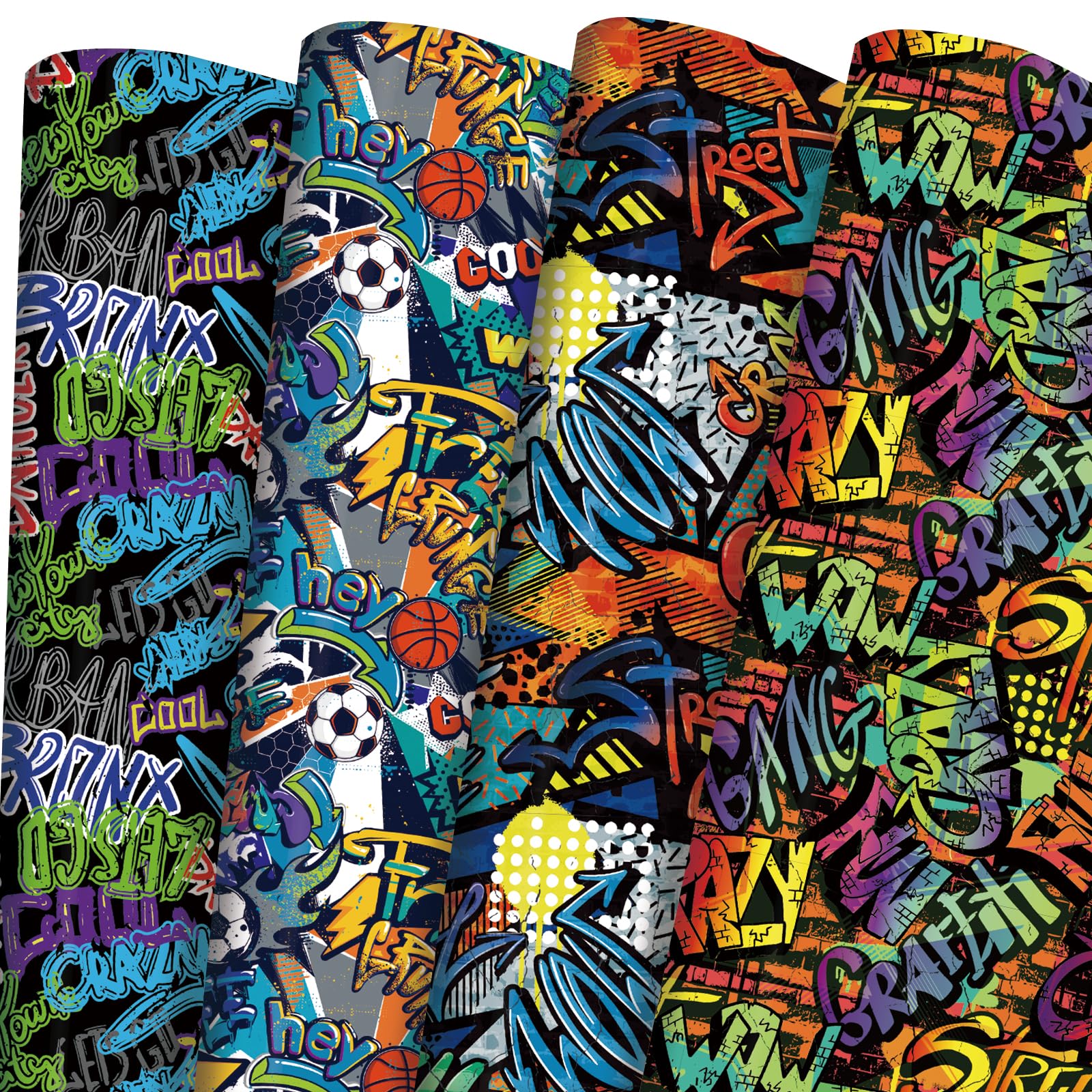 Amazon.com: PlandRichW Graffiti Wrapping Paper Folded for Boys