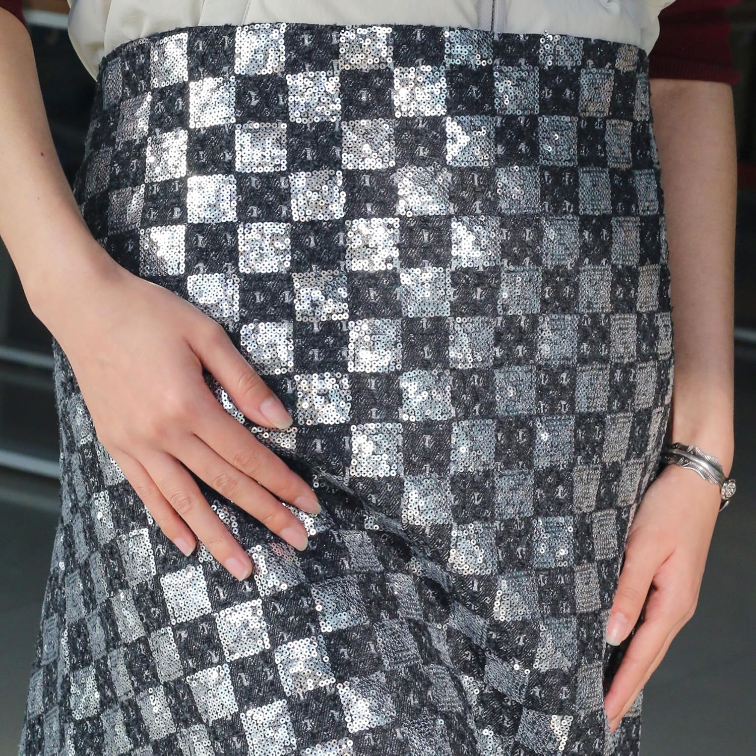 Black Sequin Cotton Denim Fabric,59 Inch Width,10oz Weight, Embroidered Patchwork, Washed Finish Springy Finish for Retro Clothing,DIY Sewing,Jackets,Jeans,Bag (3 Yard pre Cut)