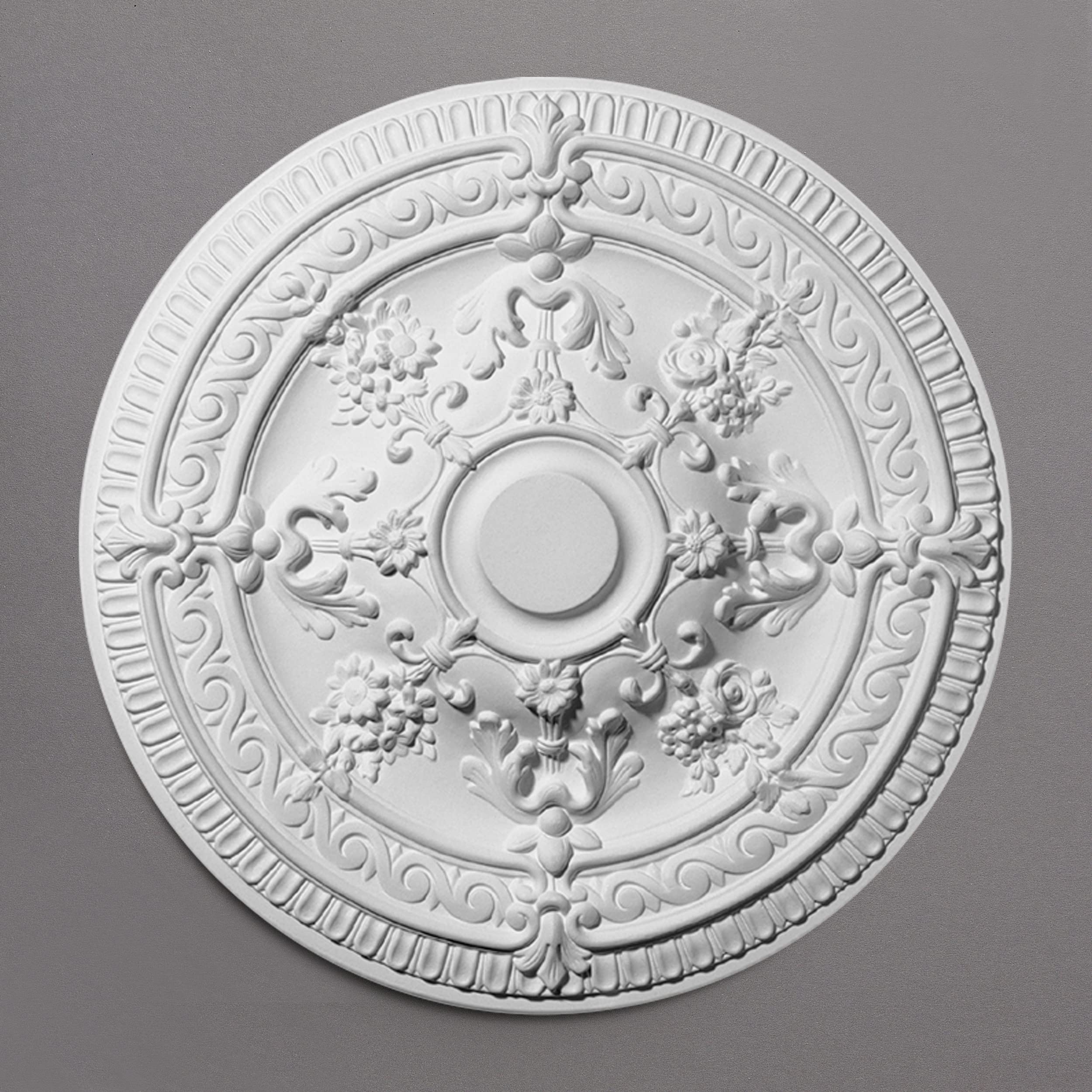 DECOSA Rosette Elena, weiß, 2 Stück à Ø 62,5 cm - Stuckrosette aus Styropor - individualisierbare Deckenrosette