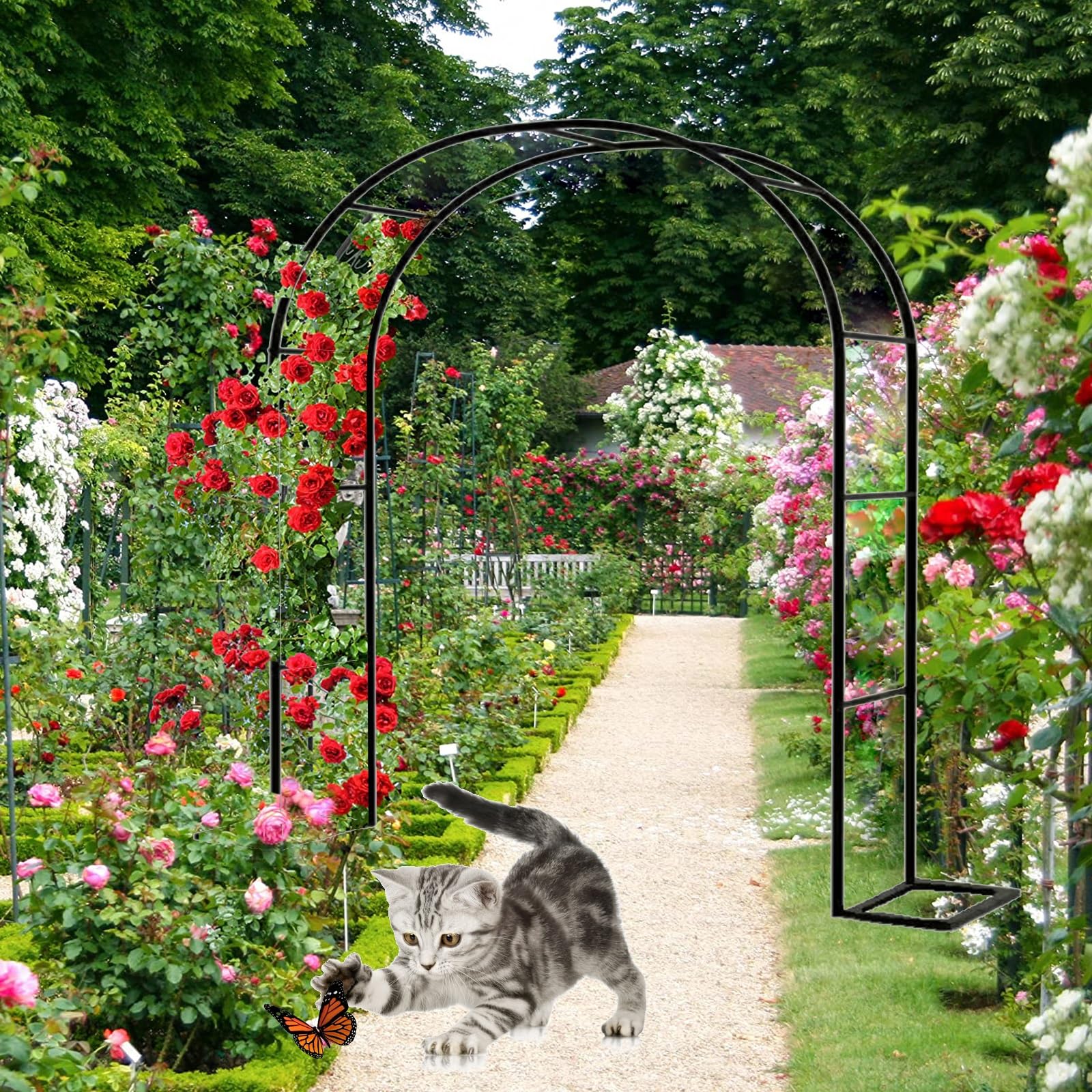 Rosenbon metalowa podpórka do roślin pnących, ogrodowa krata, dekoracja ślubna, wytrzymała, dostępna w szerokościach od 80 cm do 350 cm, eleganckie czarne wykończenie